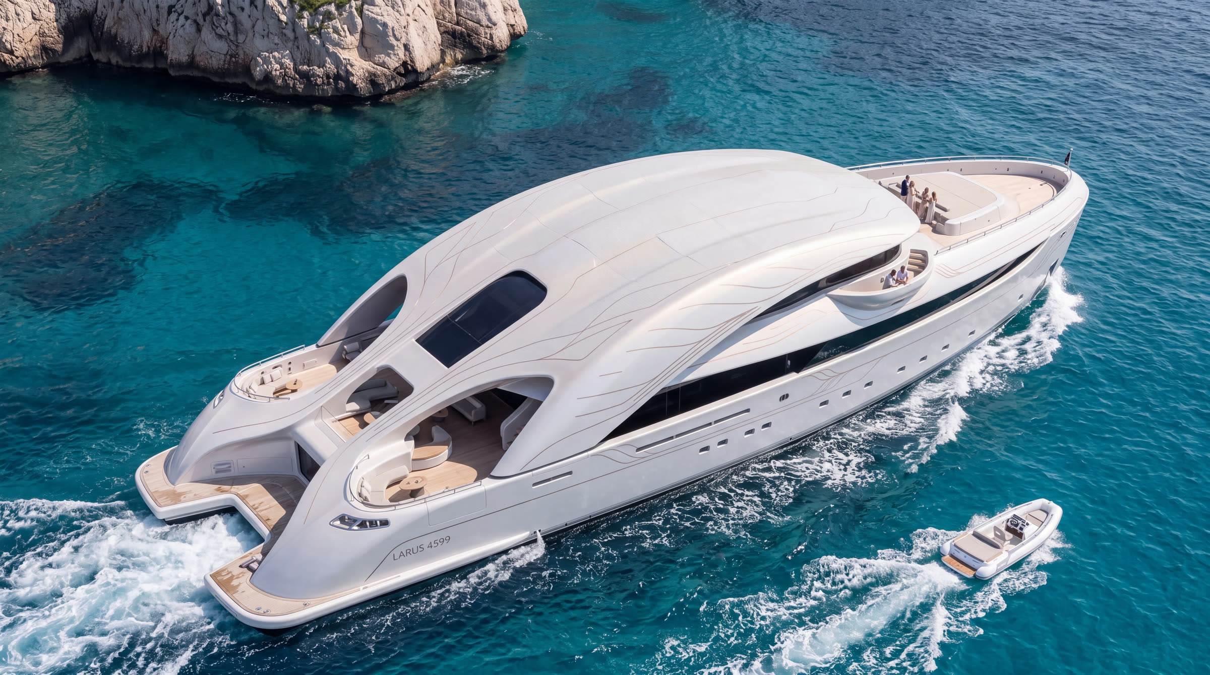 Aerial three-quarter, superstructure read